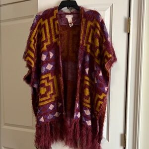 Free People Colorful Geometric Patterned Shawl